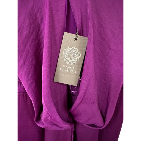 ✌️ 2/$40 ✌️Deep Purple Vince Camuto Thin Strap Wrap Dress Plunging Neckline sz M - Picture 7 of 8